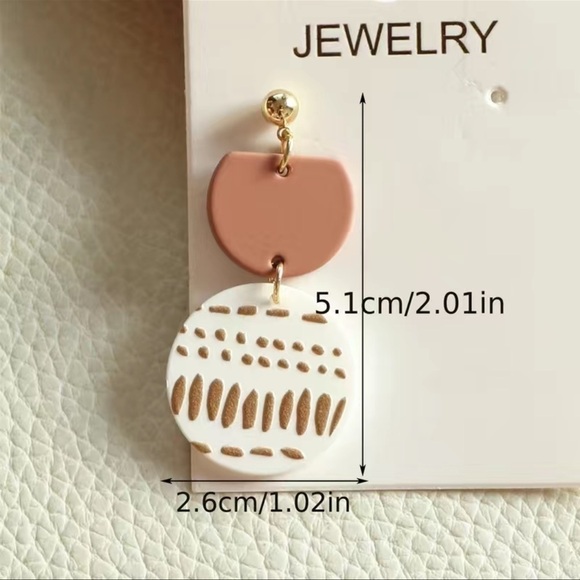 Ripple Print Round Dangle Earrings Acrylic - Picture 5 of 7